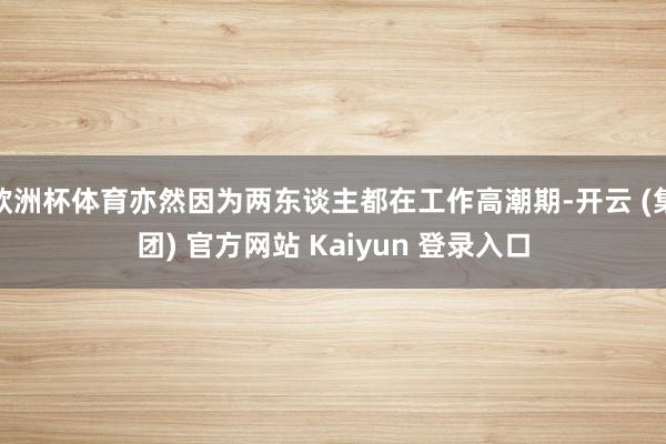 欧洲杯体育亦然因为两东谈主都在工作高潮期-开云 (集团) 官方网站 Kaiyun 登录入口