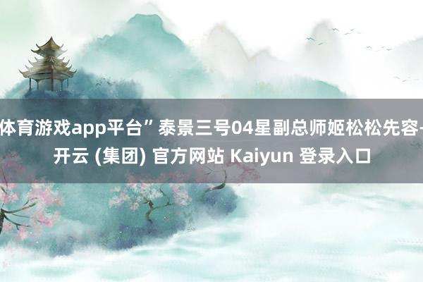 体育游戏app平台”泰景三号04星副总师姬松松先容-开云 (集团) 官方网站 Kaiyun 登录入口