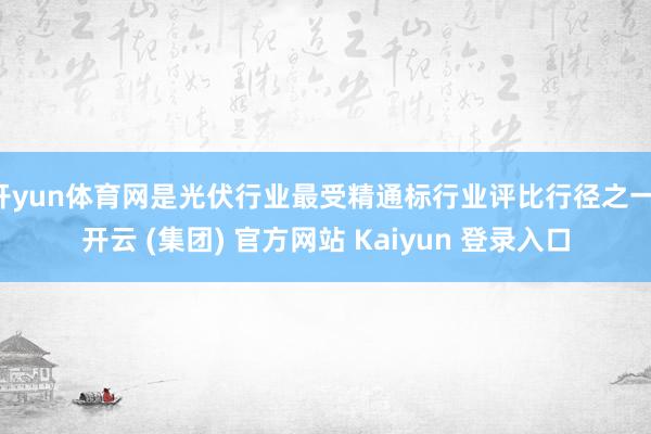 开yun体育网是光伏行业最受精通标行业评比行径之一-开云 (集团) 官方网站 Kaiyun 登录入口