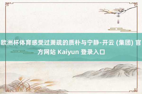 欧洲杯体育感受过萧疏的质朴与宁静-开云 (集团) 官方网站 Kaiyun 登录入口