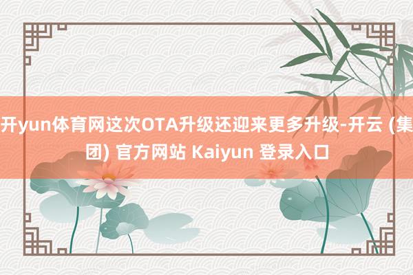 开yun体育网这次OTA升级还迎来更多升级-开云 (集团) 官方网站 Kaiyun 登录入口
