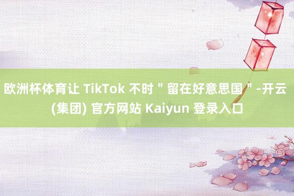 欧洲杯体育让 TikTok 不时＂留在好意思国＂-开云 (集团) 官方网站 Kaiyun 登录入口