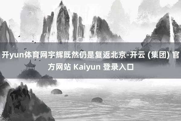 开yun体育网宇辉既然仍是复返北京-开云 (集团) 官方网站 Kaiyun 登录入口