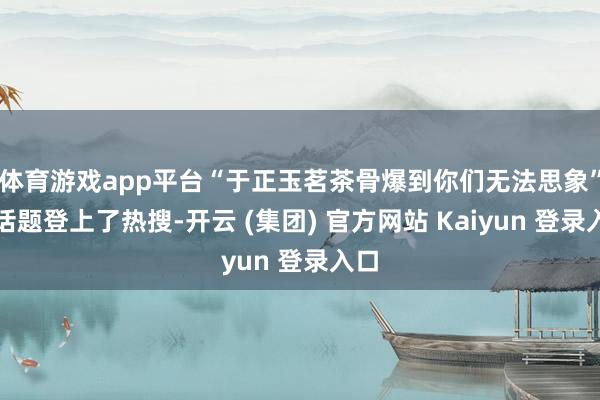 体育游戏app平台“于正玉茗茶骨爆到你们无法思象”的话题登上了热搜-开云 (集团) 官方网站 Kaiyun 登录入口